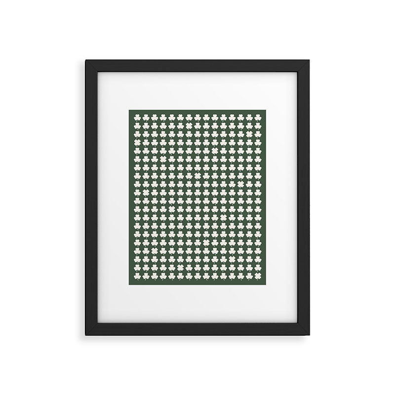 Clovers XXXIX Dark Green Botanical Pattern Framed Art Print Gallery Image 6