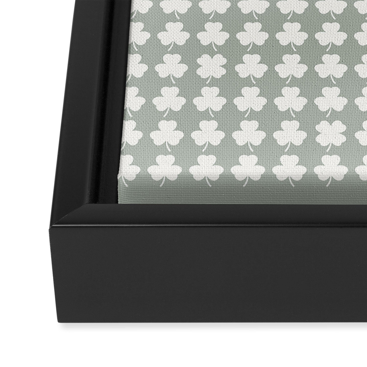 Clovers XXXV Neutral Green Botanical Pattern Framed Canvas Print Gallery Image 3