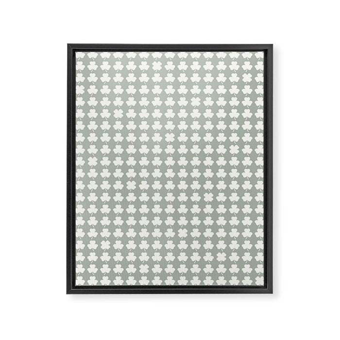 Clovers XXXV Neutral Green Botanical Pattern Framed Canvas Print Gallery Image 1