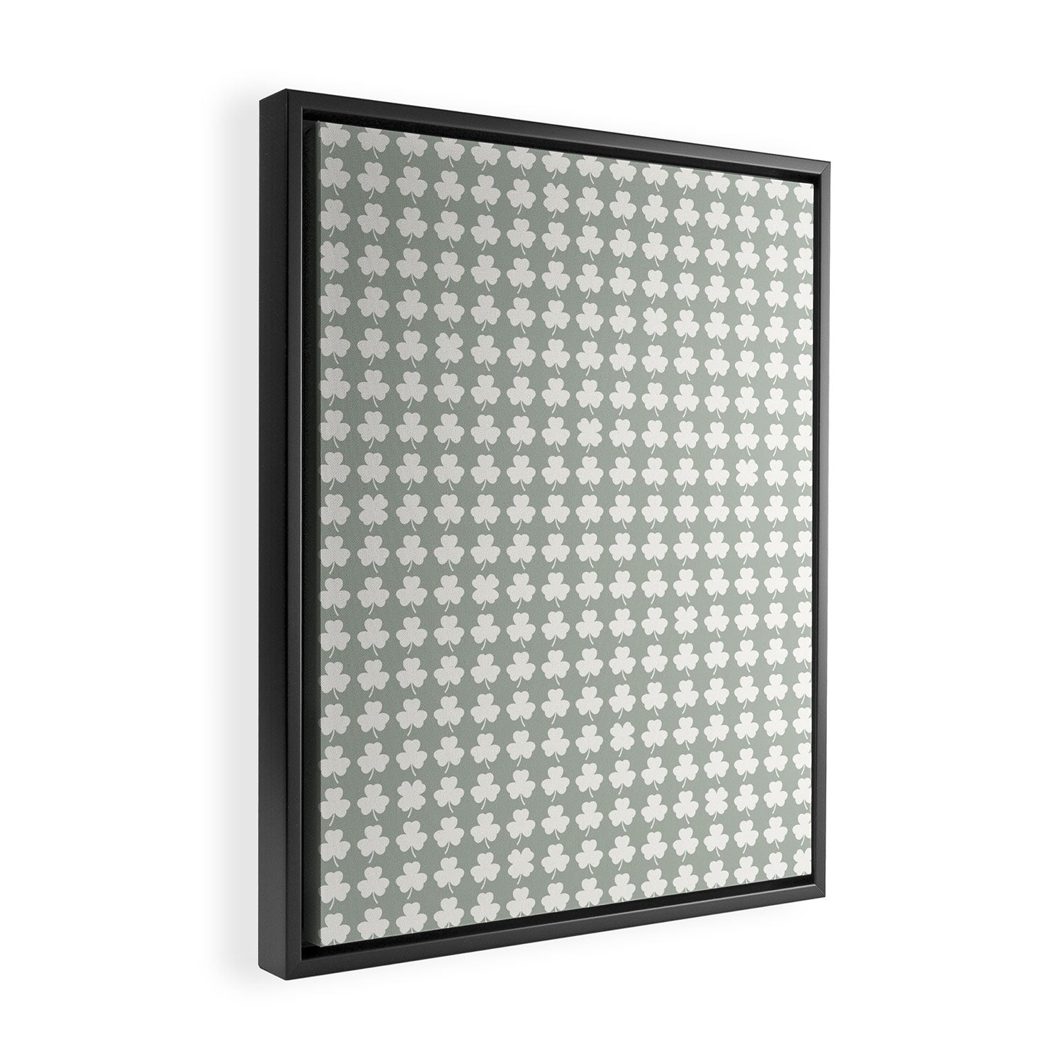 Clovers XXXV Neutral Green Botanical Pattern Framed Canvas Print Gallery Image 2