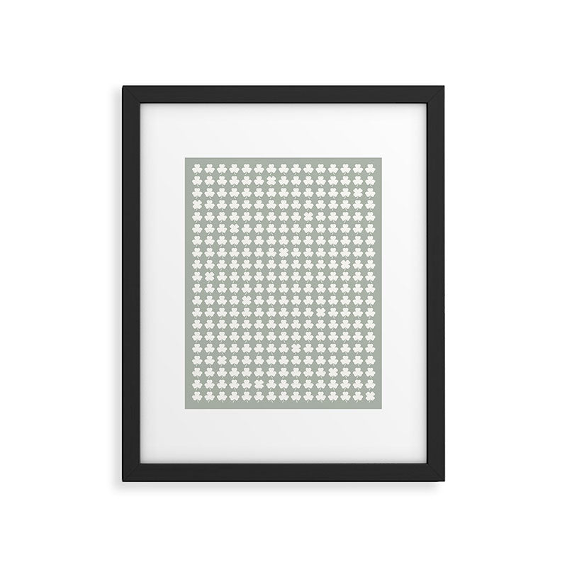 Clovers XXXV Neutral Green Botanical Pattern Framed Art Print Gallery Image 6