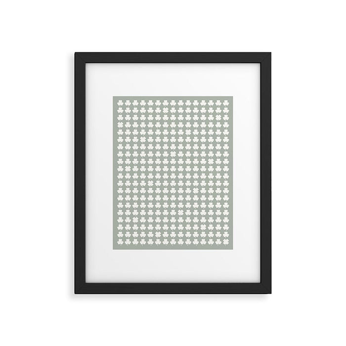 Clovers XXXV Neutral Green Botanical Pattern Framed Art Print Gallery Image 1