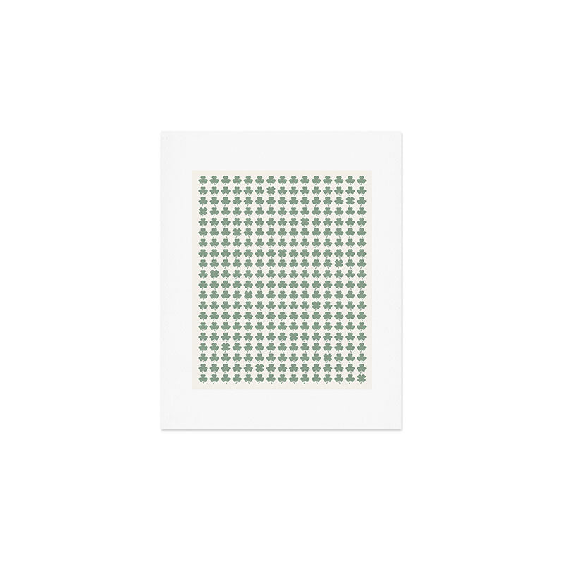 Clovers XXXVI Sage Green Botanical Pattern Art Print Gallery Image 1