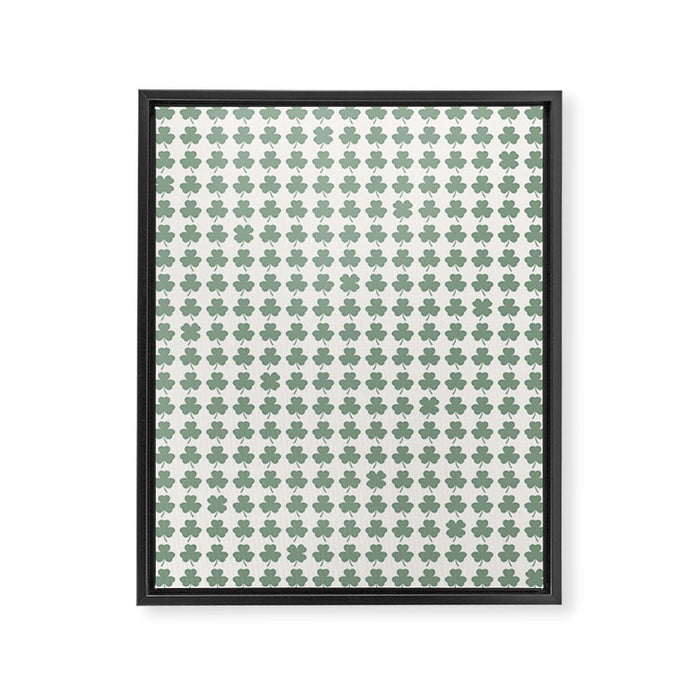 Clovers XXXVI Sage Green Botanical Pattern Framed Canvas Print Gallery Image 1