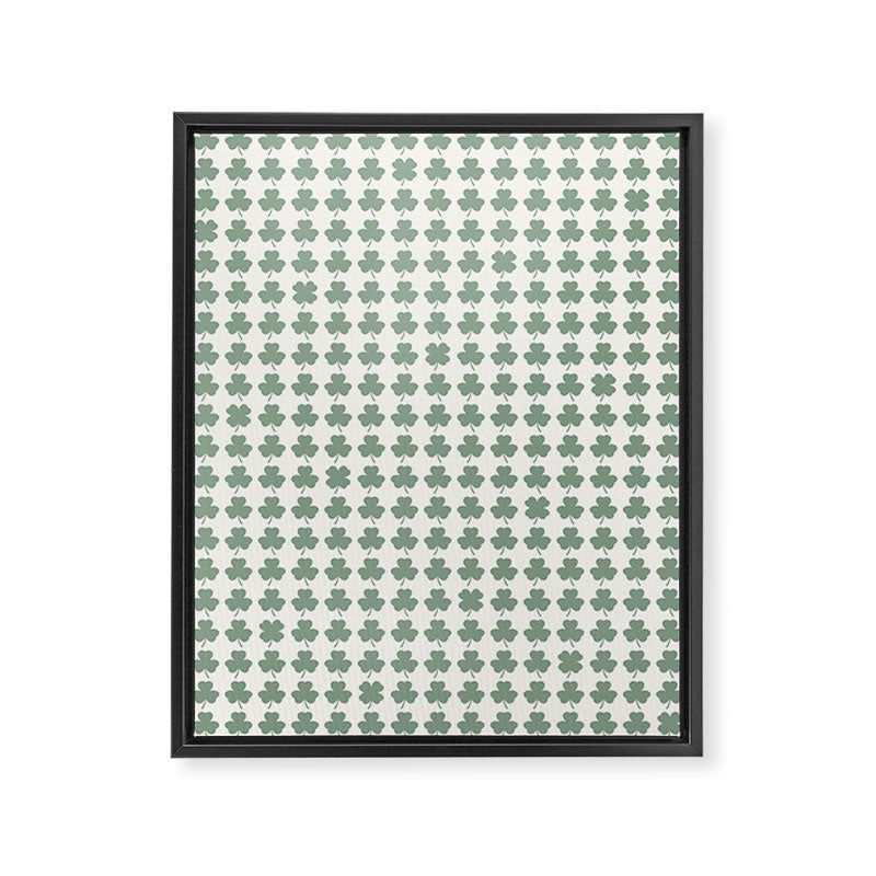 Clovers XXXVI Sage Green Botanical Pattern Framed Canvas Print Gallery Image 8