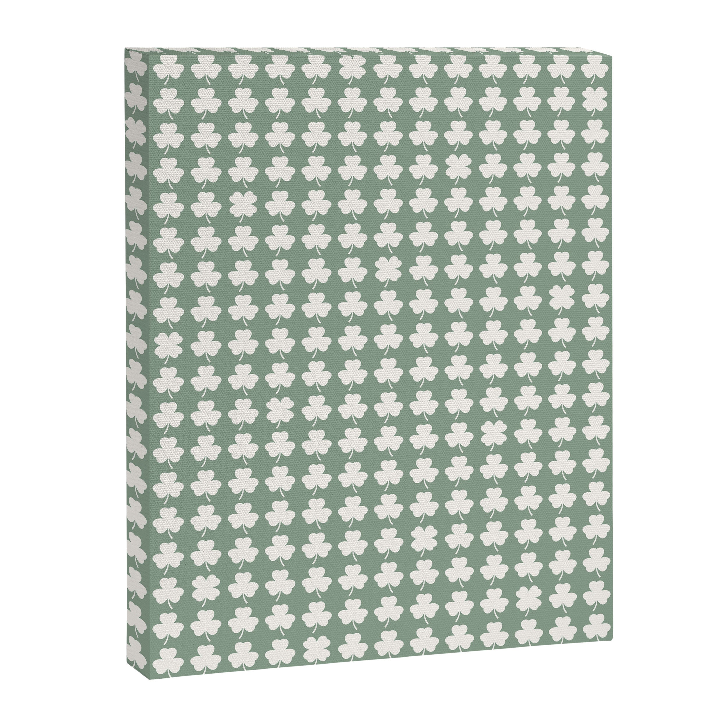 Clovers XXXVII Sage Green Botanical Pattern Canvas Print Gallery Image 8