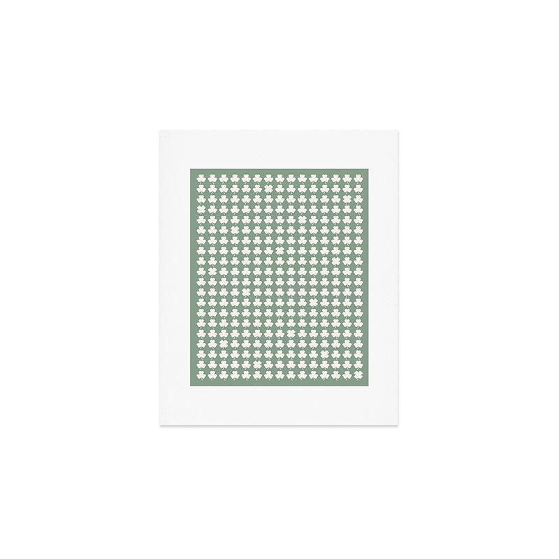 Clovers XXXVII Sage Green Botanical Pattern Art Print Gallery Image 1