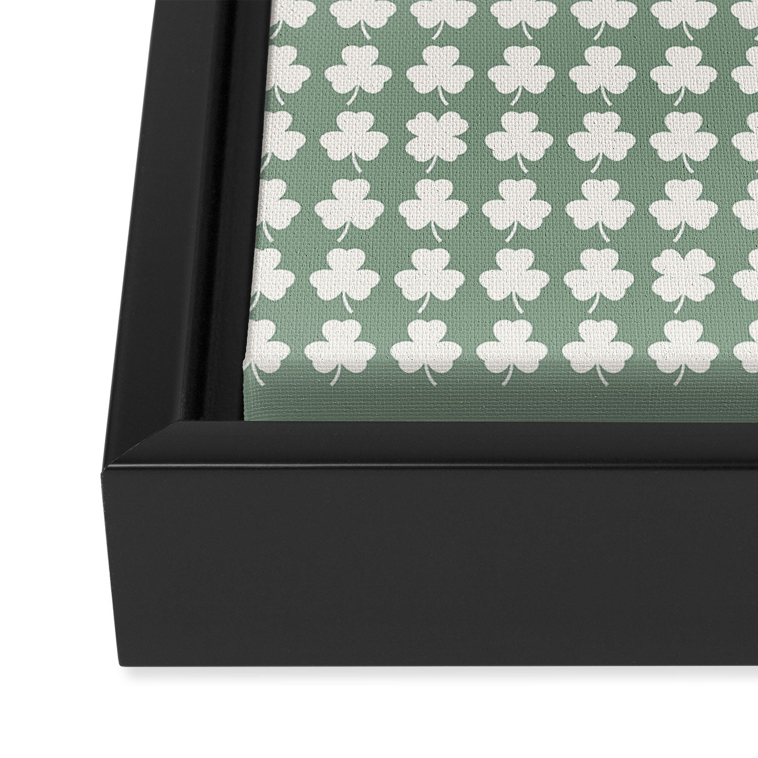 Clovers XXXVII Sage Green Botanical Pattern Framed Canvas Print Gallery Image 3