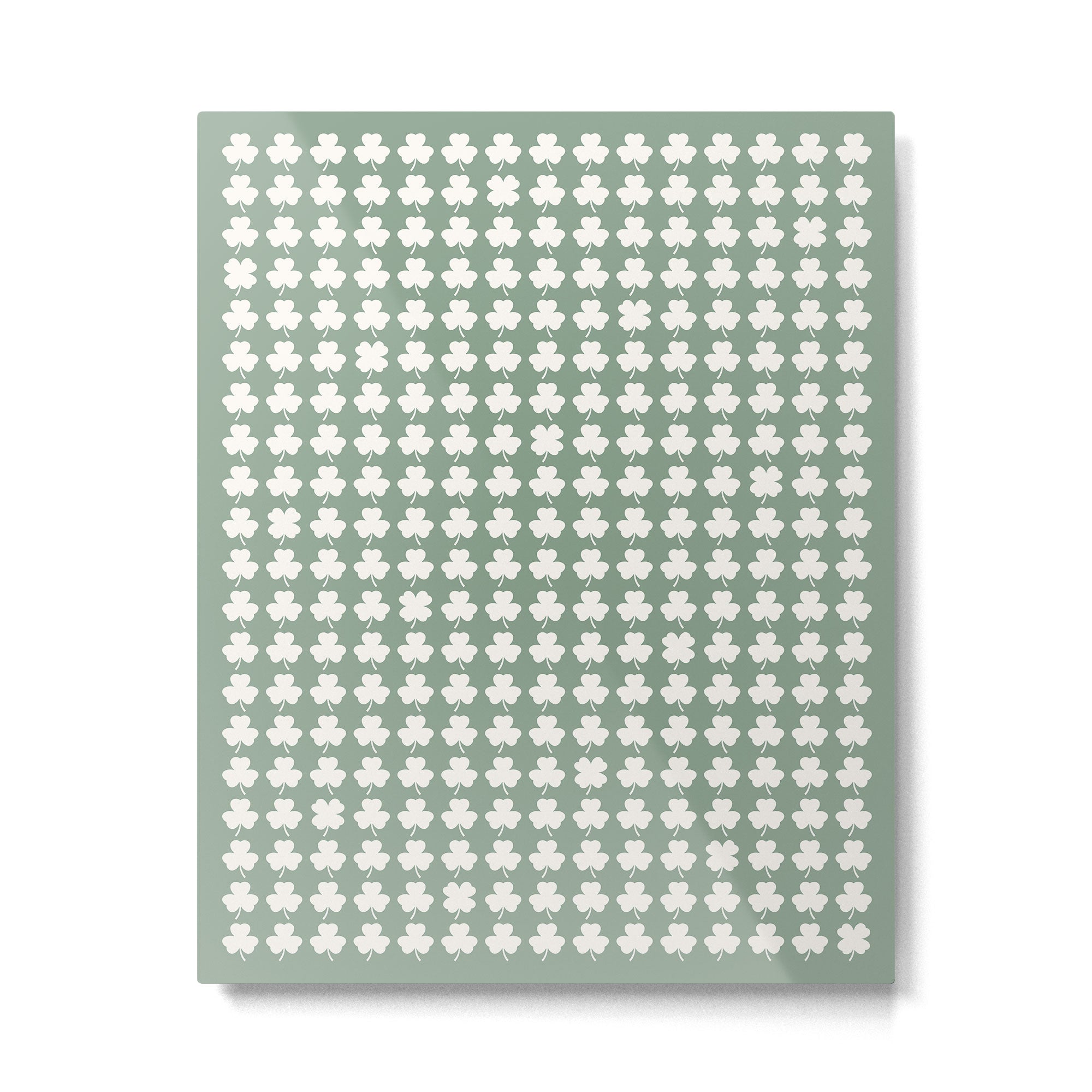Clovers XXXVII Sage Green Botanical Pattern Metal Print Gallery Image 6