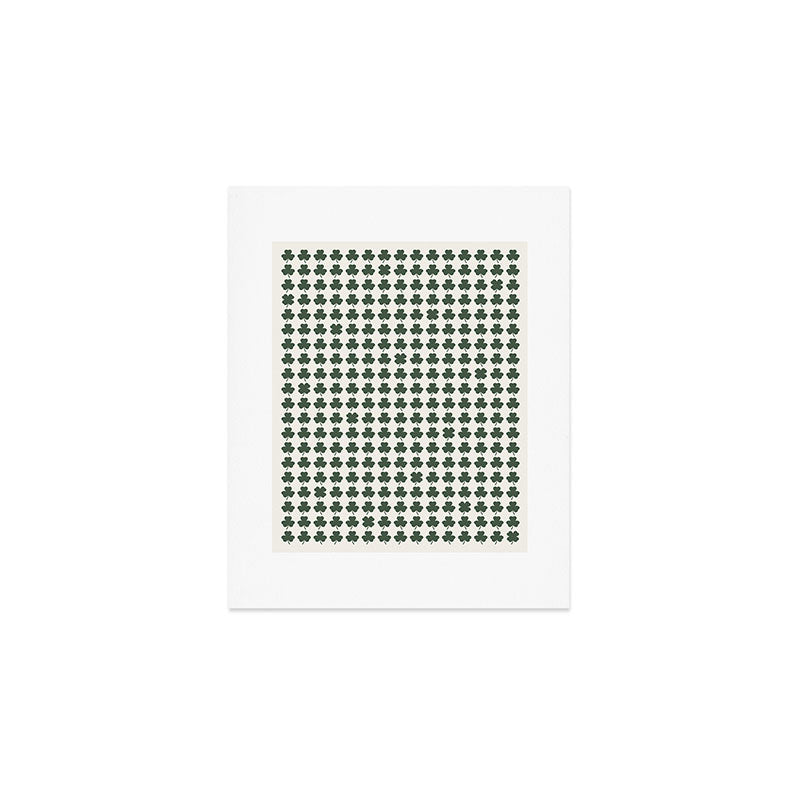Clovers XXXVIII Dark Green Botanical Pattern Art Print Gallery Image 1