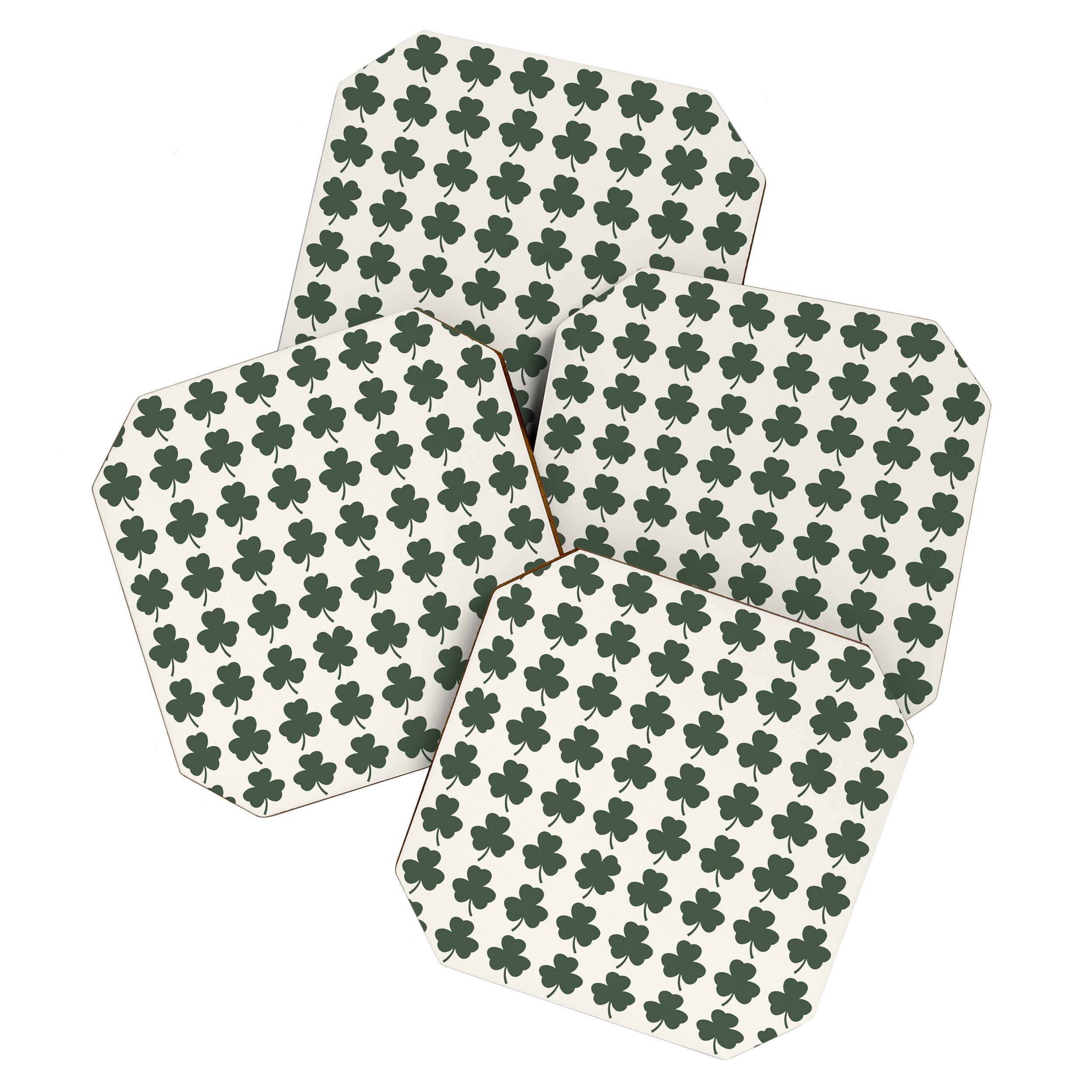 Clovers XXXVIII Dark Green Botanical Pattern Coaster Gallery Image 1