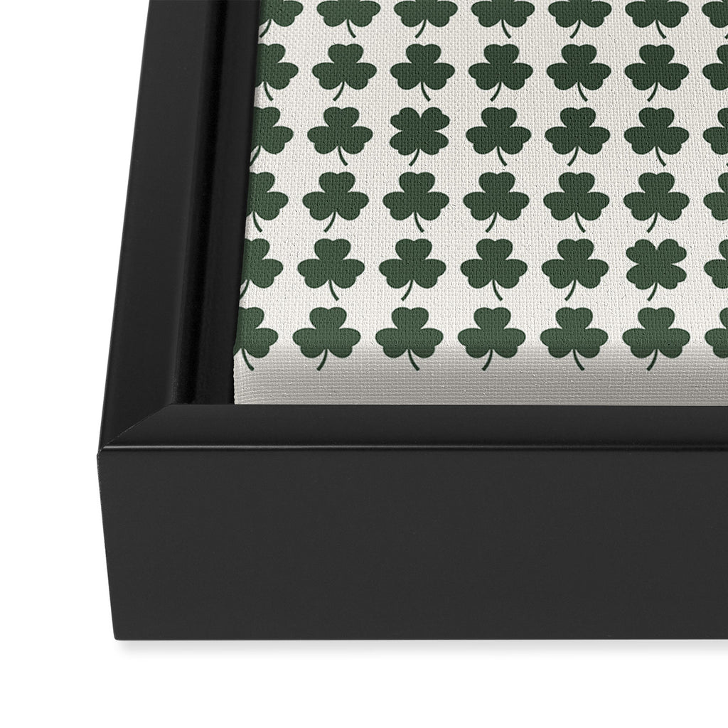 Clovers XXXVIII Dark Green Botanical Pattern Framed Canvas Print Gallery Image 3