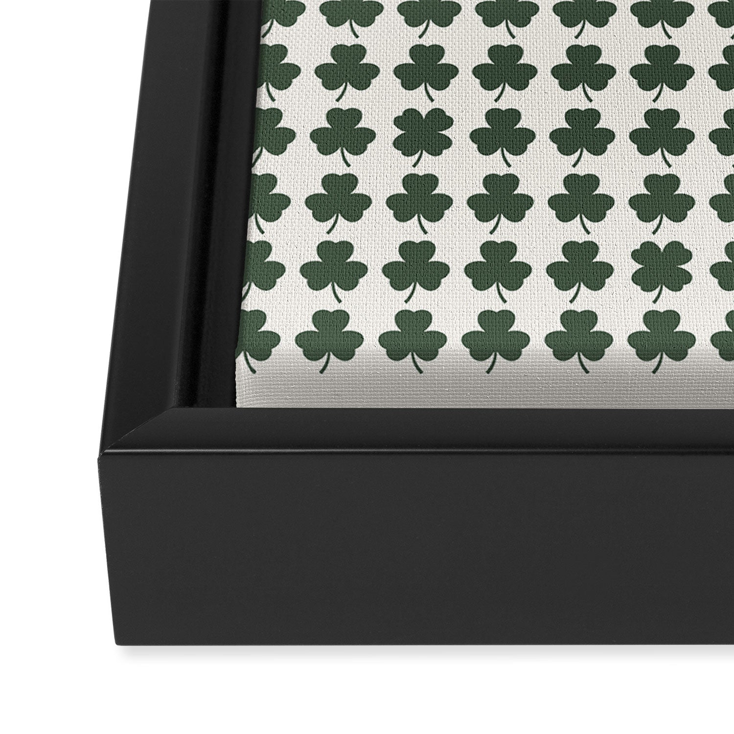 Clovers XXXVIII Dark Green Botanical Pattern Framed Canvas Print Gallery Image 3