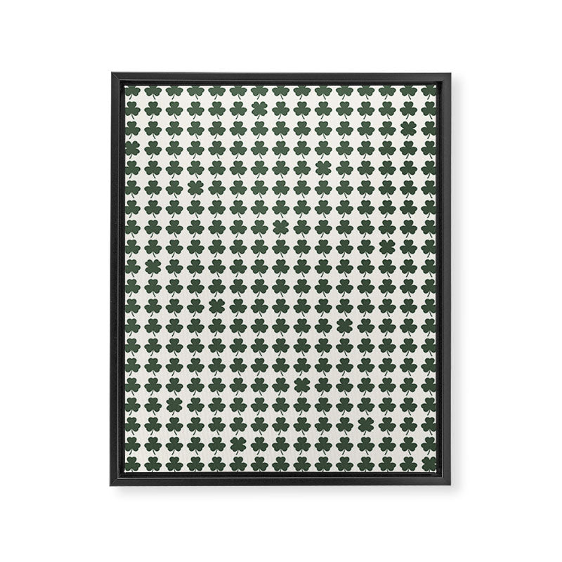 Clovers XXXVIII Dark Green Botanical Pattern Framed Canvas Print Gallery Image 8