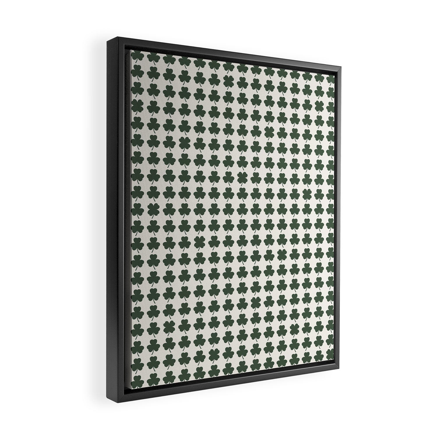 Clovers XXXVIII Dark Green Botanical Pattern Framed Canvas Print Gallery Image 2