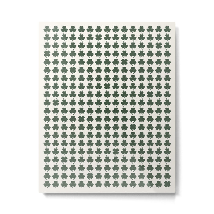 Clovers XXXVIII Dark Green Botanical Pattern Metal Print Gallery Image 1