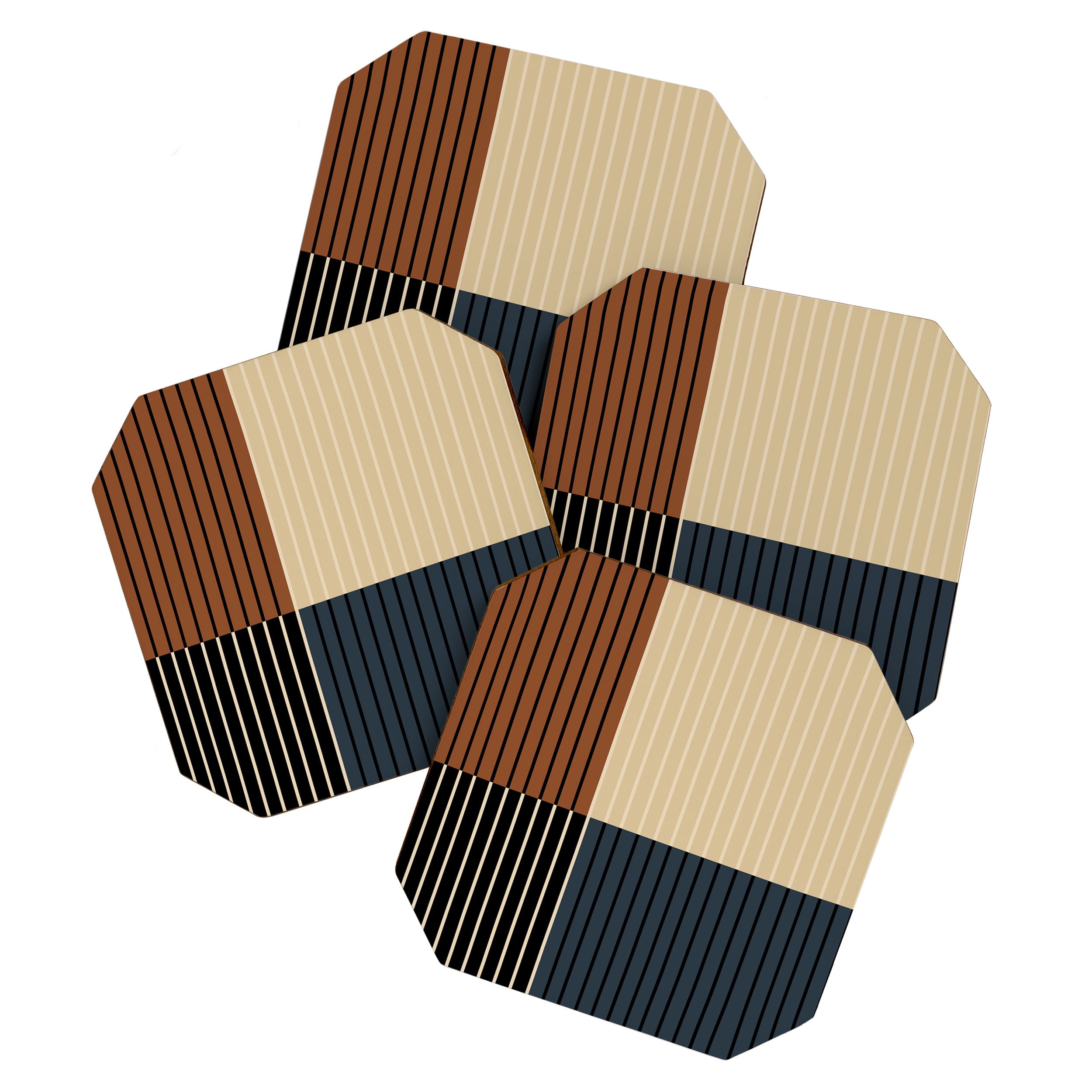Color Block Line Abstract I Boho Rustic Coaster Gallery Image 1