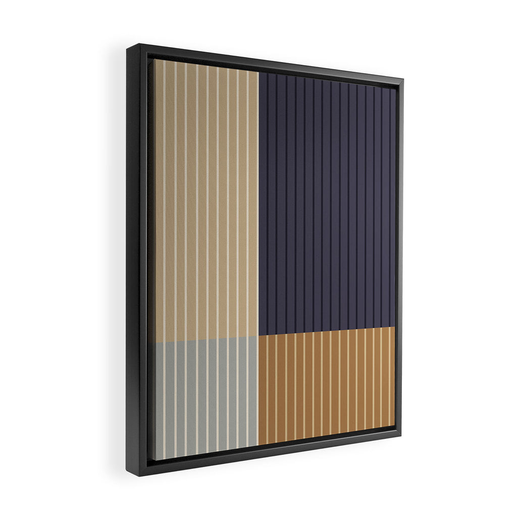Color Block Line Abstract LIV Neutral Nautical Framed Canvas Print Gallery Image 2