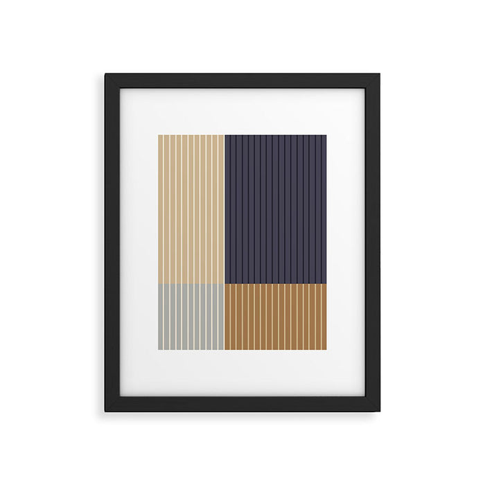Color Block Line Abstract LIV Neutral Nautical Framed Art Print Gallery Image 1
