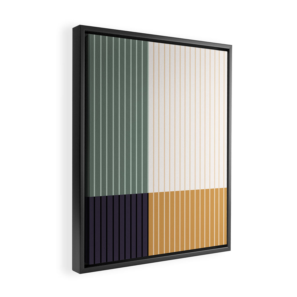 Color Block Line Abstract LXX Retro Boho Framed Canvas Print Gallery Image 2