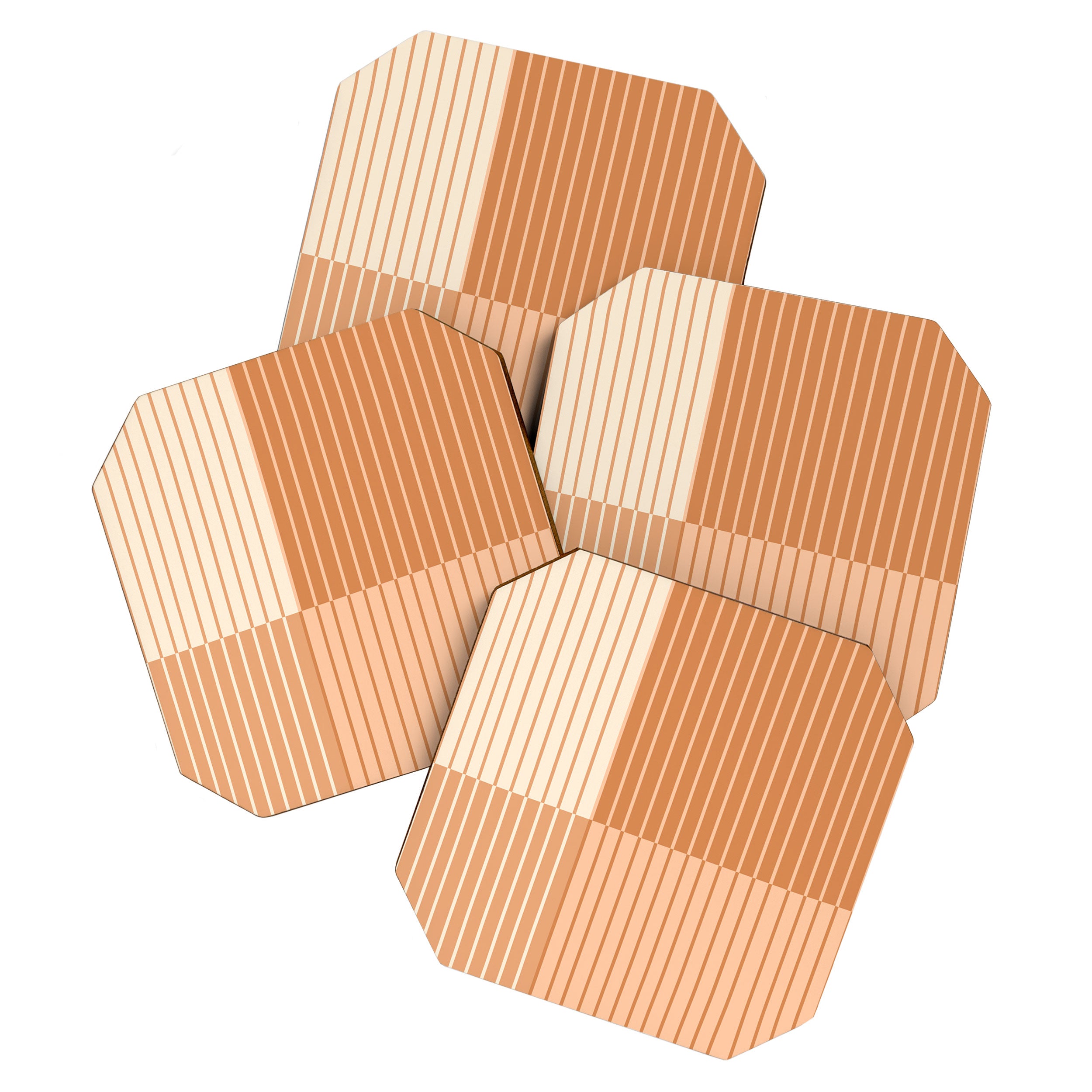 Color Block Line Abstract LXXIII Pantone Peach Fuzz Coaster Gallery Image 1