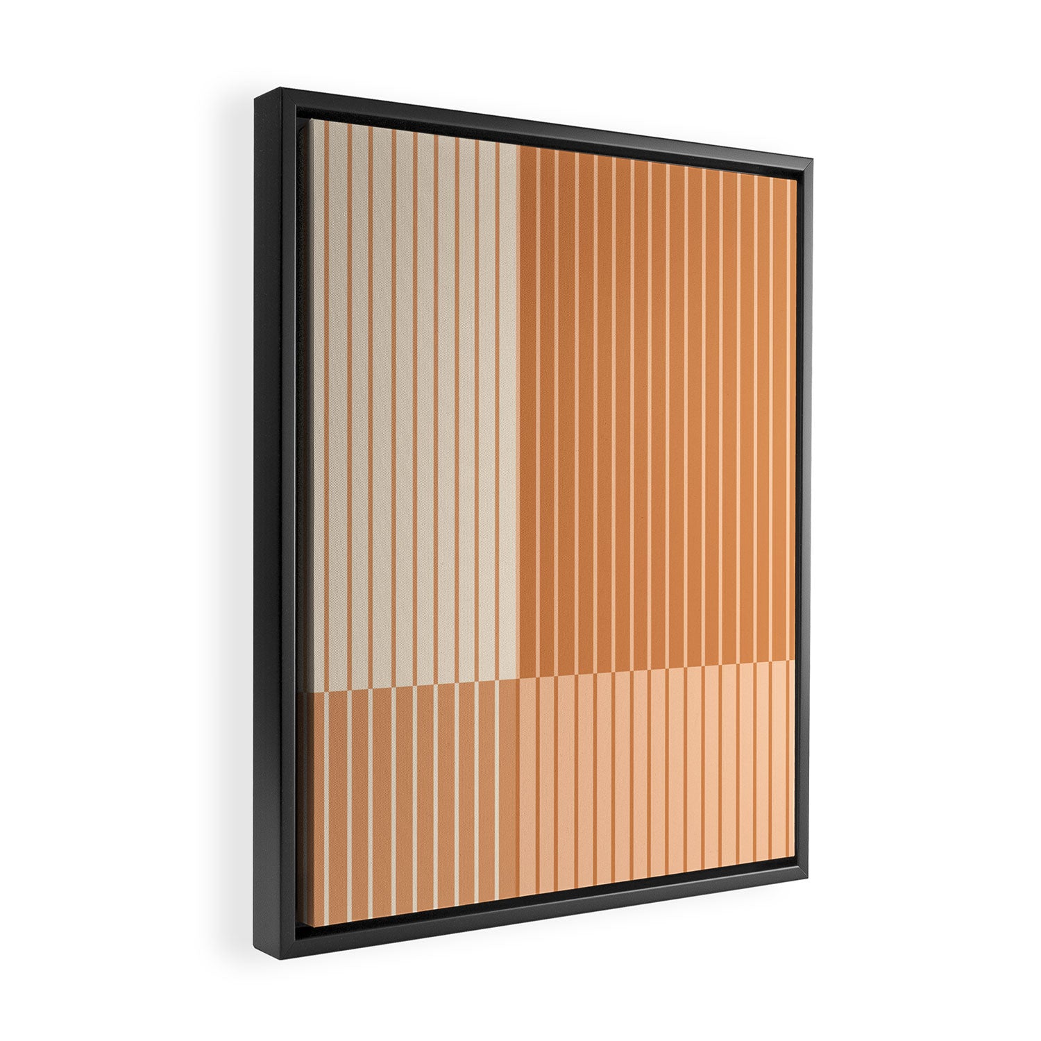 Color Block Line Abstract LXXIII Pantone Peach Fuzz Framed Canvas Print Gallery Image 2