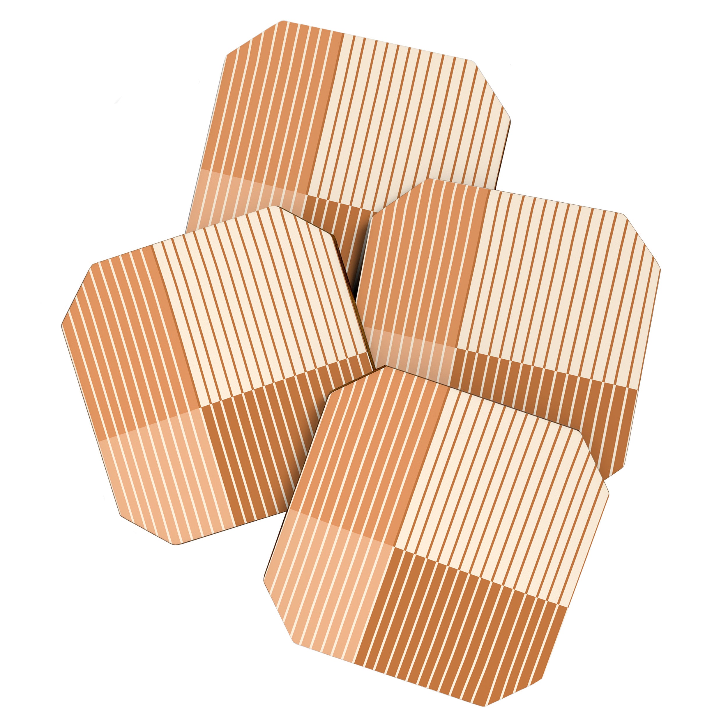 Color Block Line Abstract LXXIX Pantone Peach Fuzz Coaster Gallery Image 1