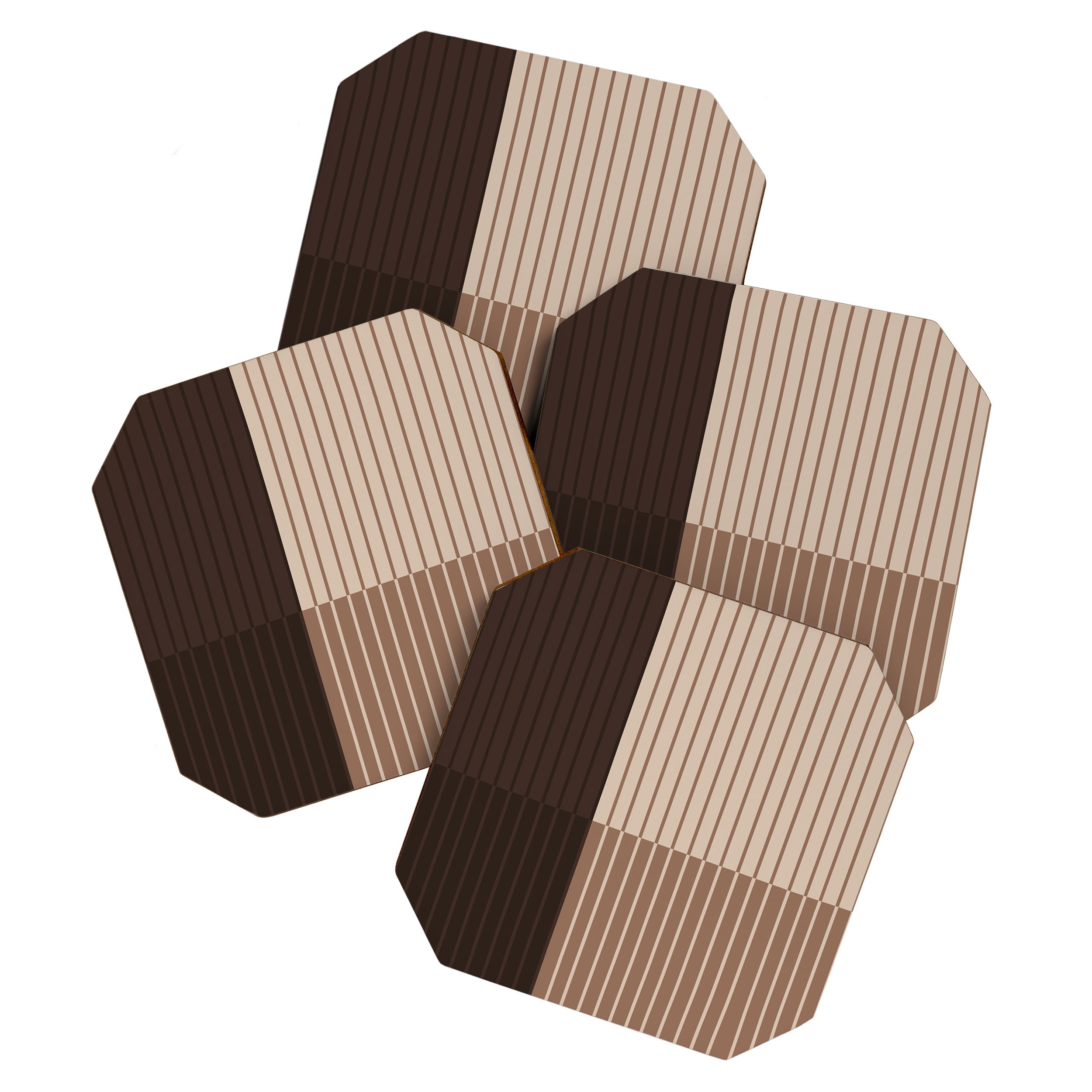 Color Block Line Abstract LXXXI Mocha Coffee Coaster Gallery Image 1