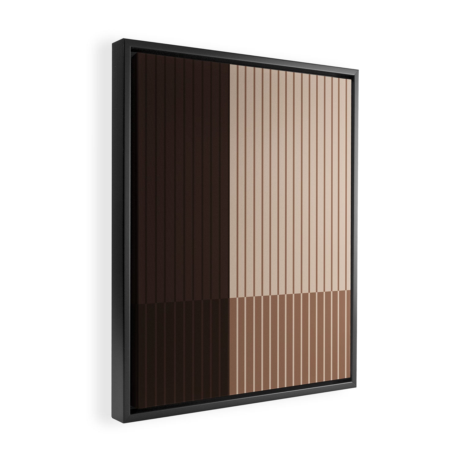 Color Block Line Abstract LXXXI Mocha Coffee Framed Canvas Print Gallery Image 2