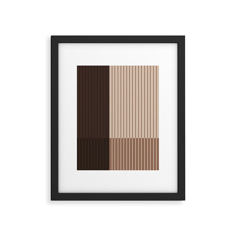 Color Block Line Abstract LXXXI Mocha Coffee Framed Art Print Gallery Image 6