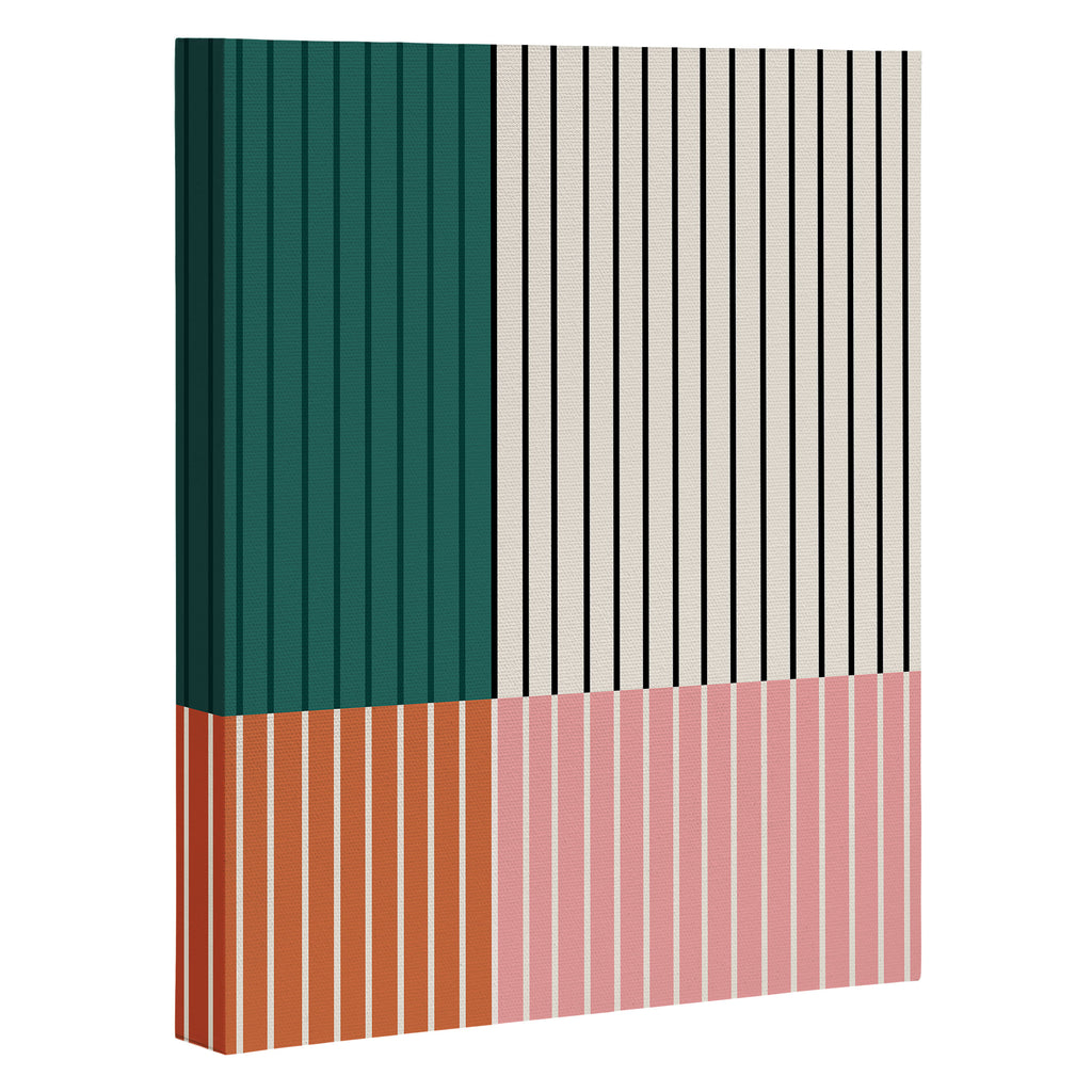 Color Block Line Abstract V Colorful Retro Canvas Print Gallery Image 3