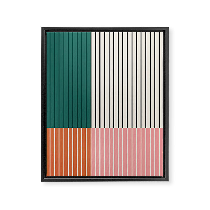 Color Block Line Abstract V Colorful Retro Framed Canvas Print Gallery Image 8
