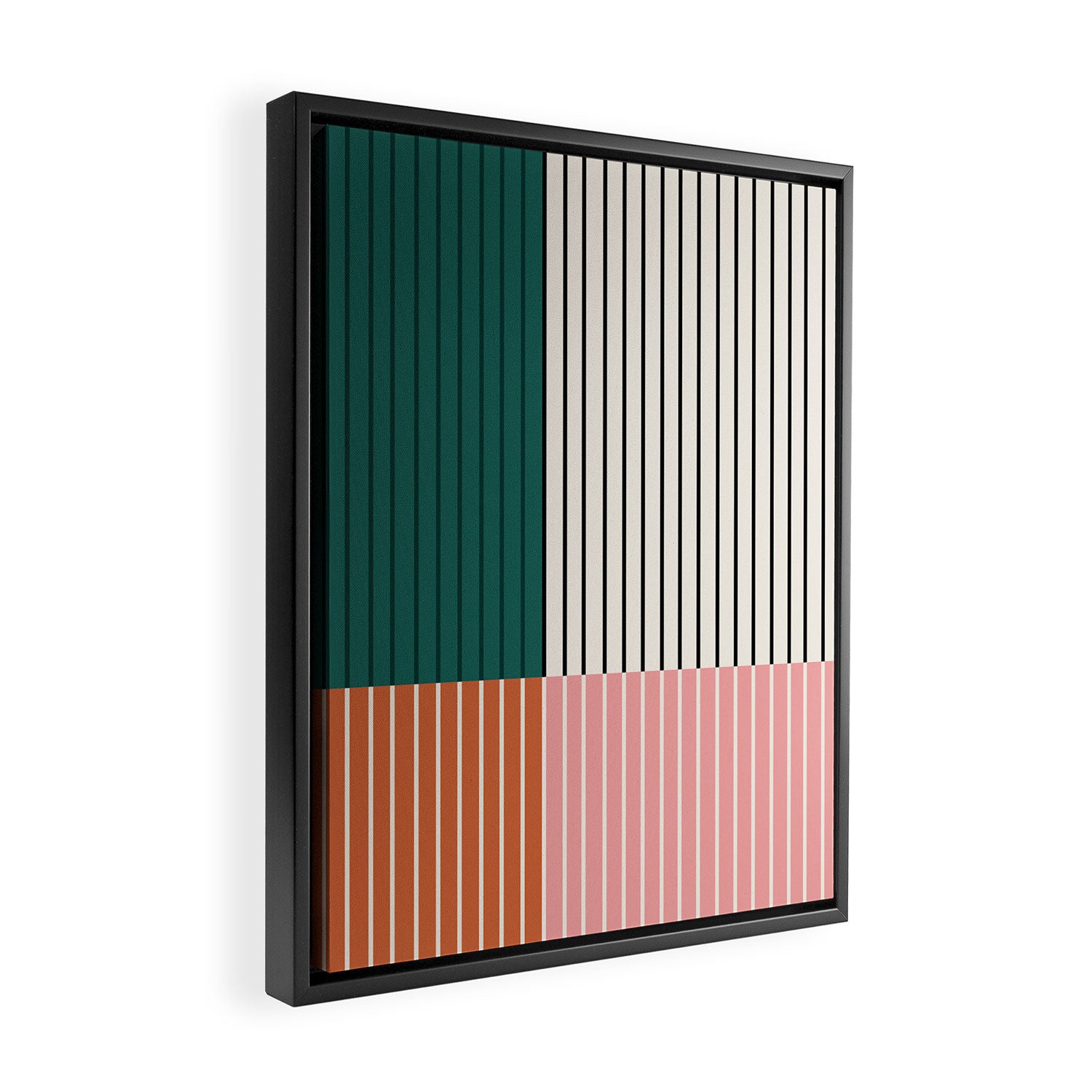 Color Block Line Abstract V Colorful Retro Framed Canvas Print Gallery Image 2