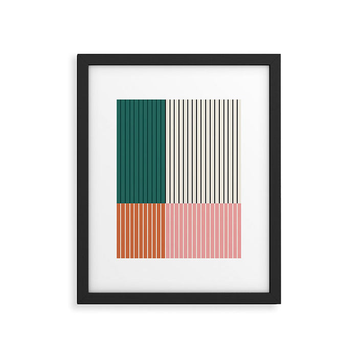 Color Block Line Abstract V Colorful Retro Framed Art Print Gallery Image 1