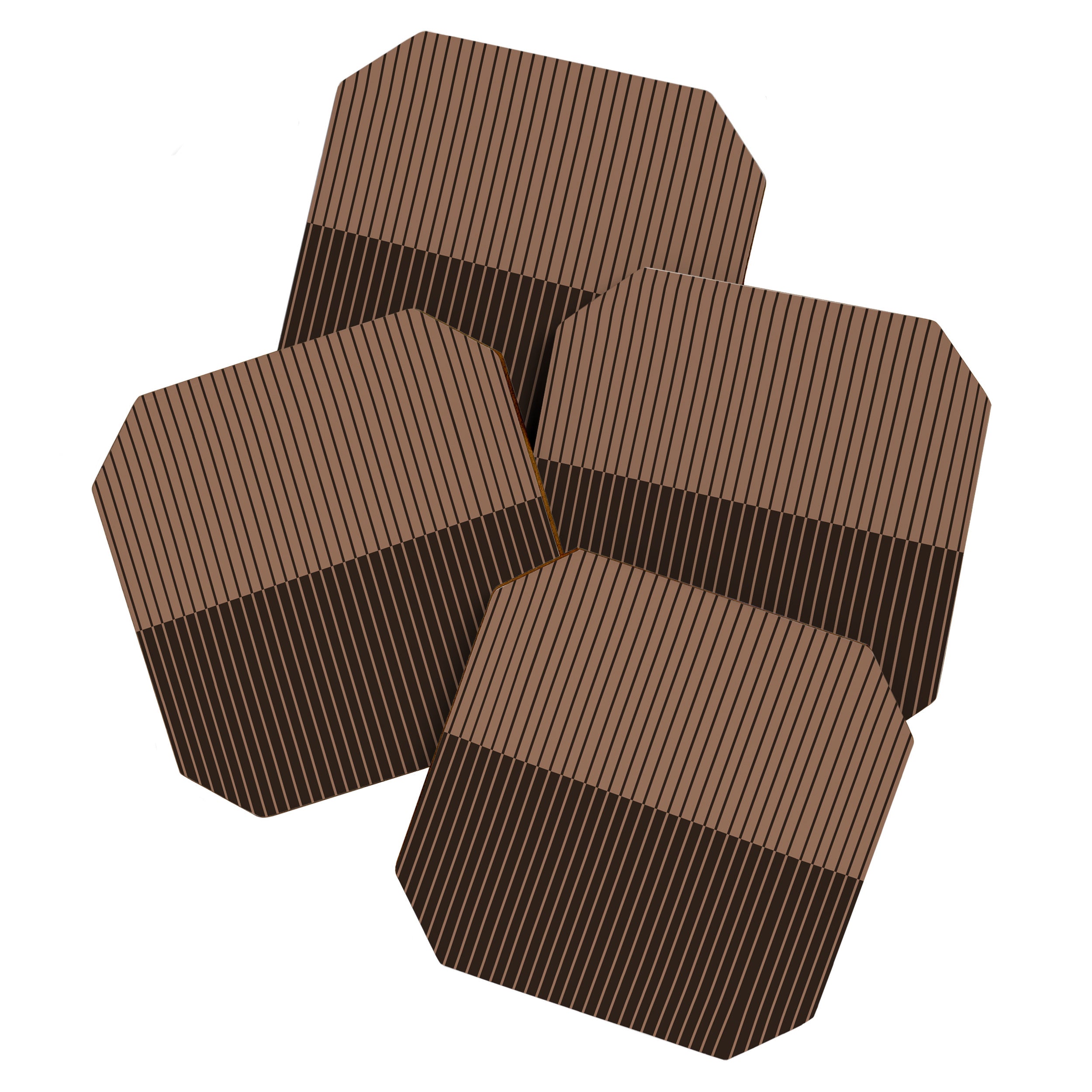 Color Block Lines XLI Dark Mocha Coaster Gallery Image 1