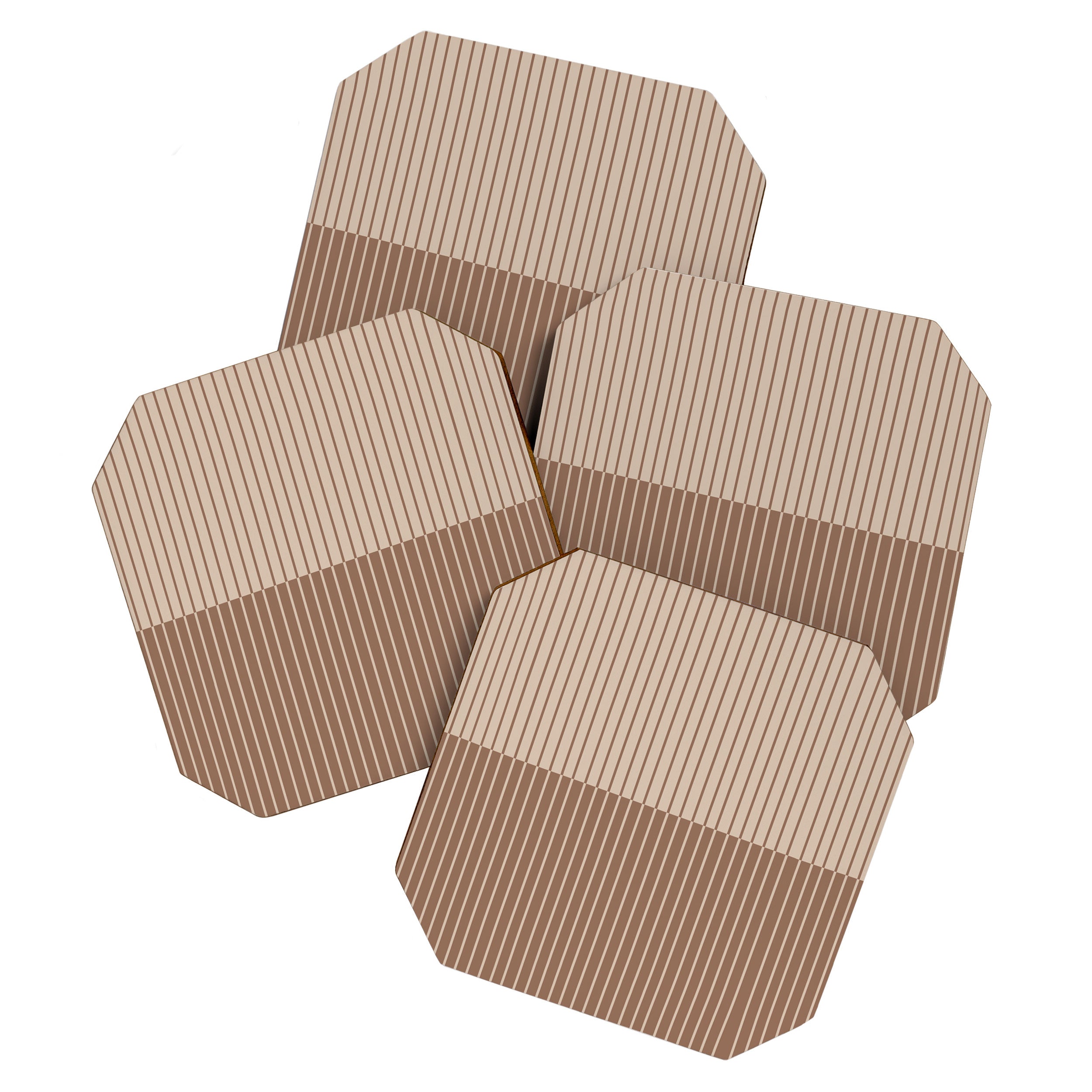 Color Block Lines XLII Coffee Creme Coaster Gallery Image 1
