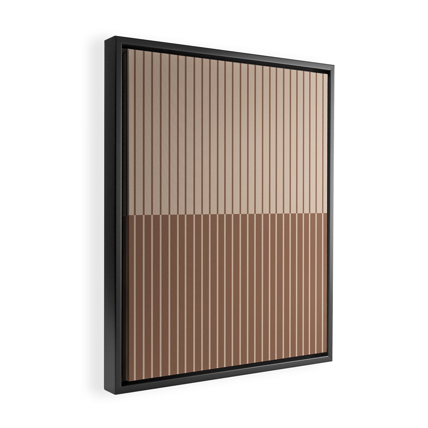 Color Block Lines XLII Coffee Creme Framed Canvas Print Gallery Image 2