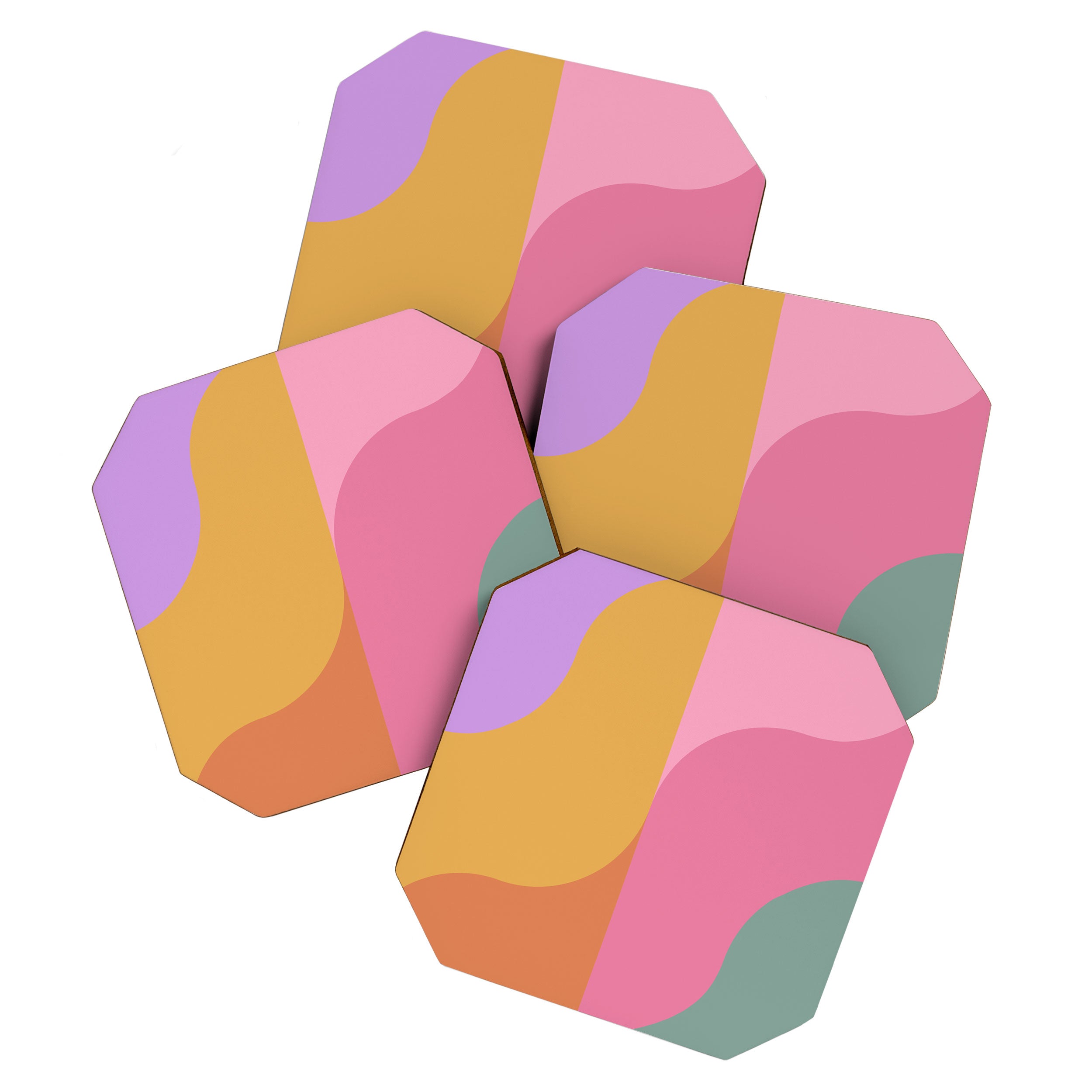 Colorful Wavy Stripes Abstract Coaster Gallery Image 1