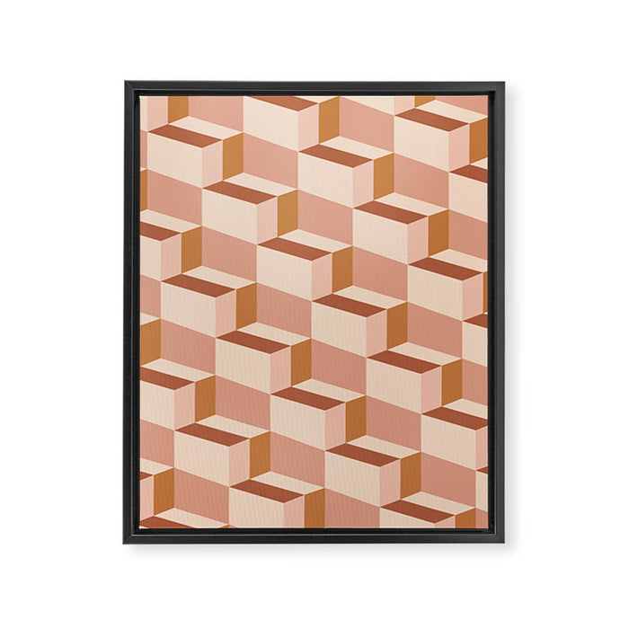 Cuboid Geometric Abstract Shapes Pattern IX Framed Canvas Print Gallery Image 1
