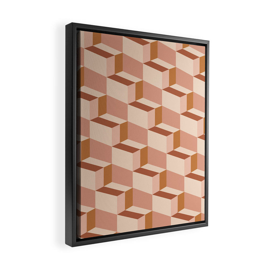 Cuboid Geometric Abstract Shapes Pattern IX Framed Canvas Print Gallery Image 2