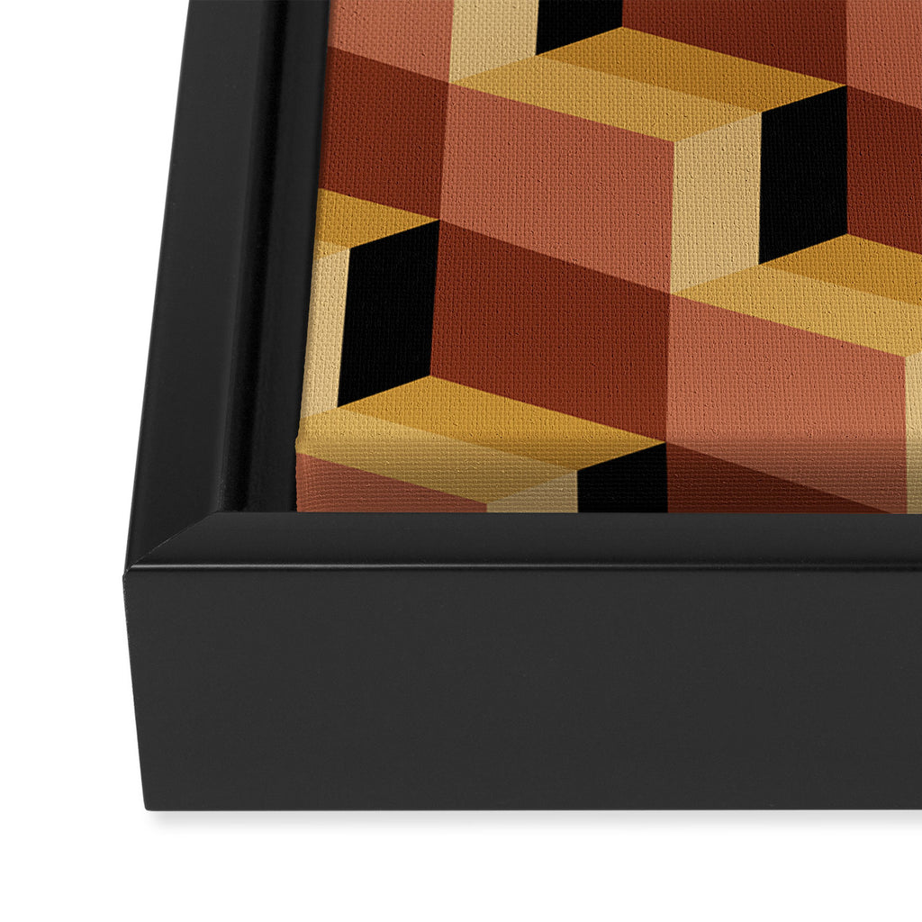 Cuboid Geometric Abstract Shapes Pattern VII Framed Canvas Print Gallery Image 3