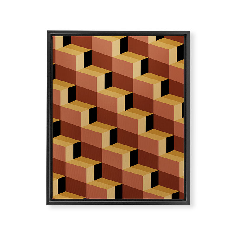Cuboid Geometric Abstract Shapes Pattern VII Framed Canvas Print Gallery Image 8