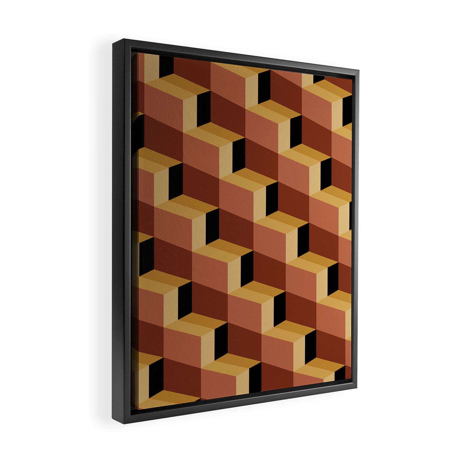 Cuboid Geometric Abstract Shapes Pattern VII Framed Canvas Print Gallery Image 2