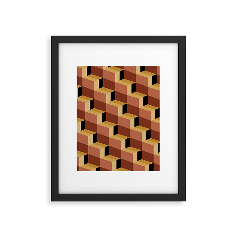 Cuboid Geometric Abstract Shapes Pattern VII Framed Art Print Gallery Image 6