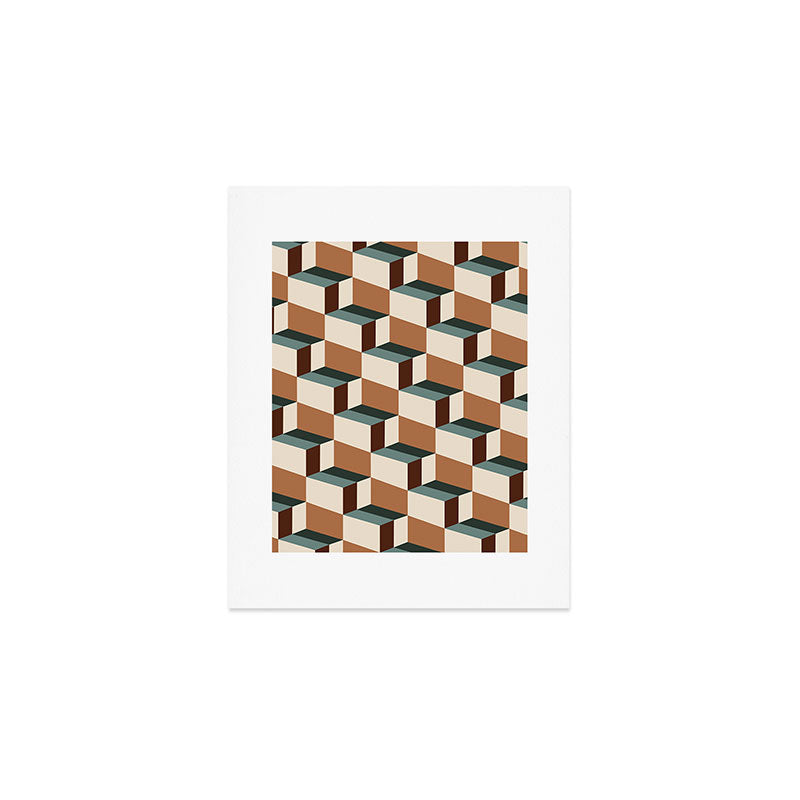 Cuboid Geometric Abstract Shapes Pattern VIII Art Print Gallery Image 1