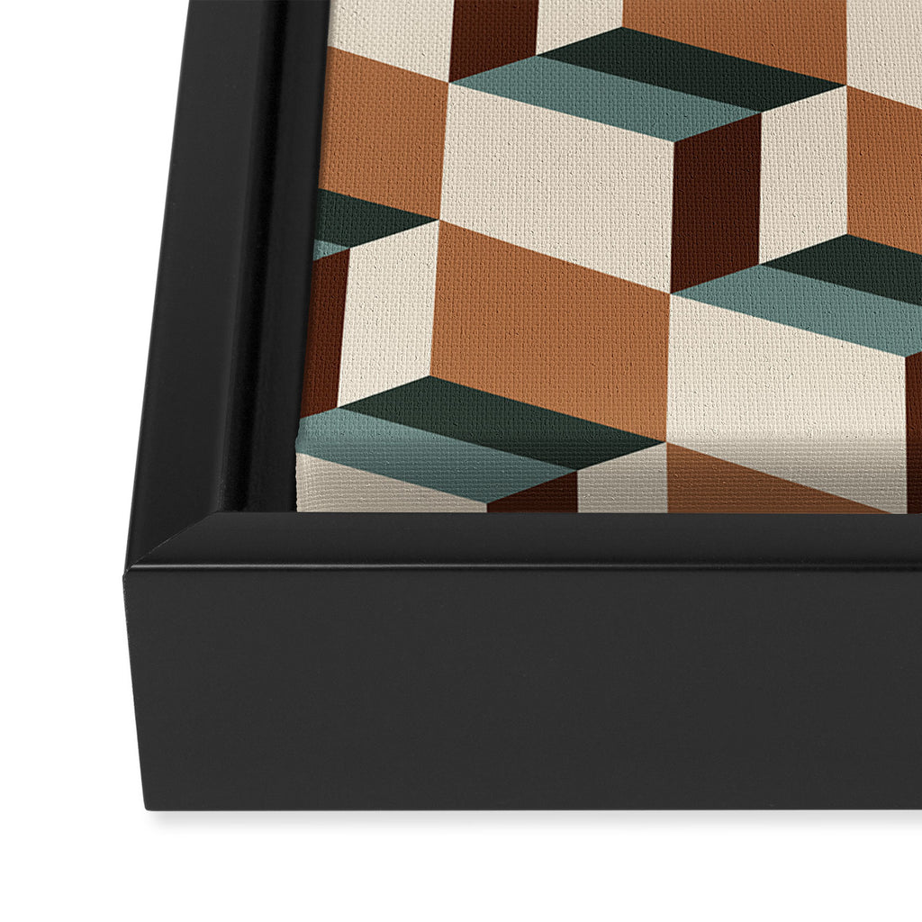 Cuboid Geometric Abstract Shapes Pattern VIII Framed Canvas Print Gallery Image 3