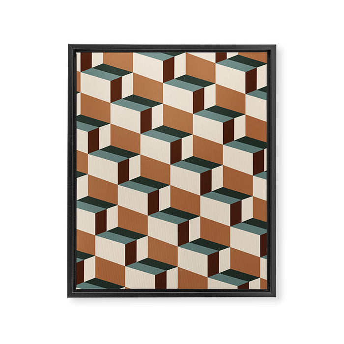 Cuboid Geometric Abstract Shapes Pattern VIII Framed Canvas Print Gallery Image 1