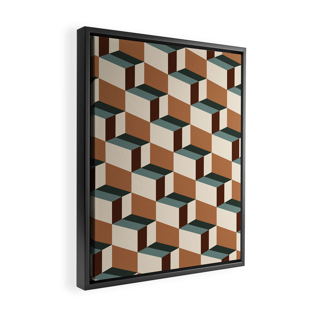 Cuboid Geometric Abstract Shapes Pattern VIII Framed Canvas Print Gallery Image 2