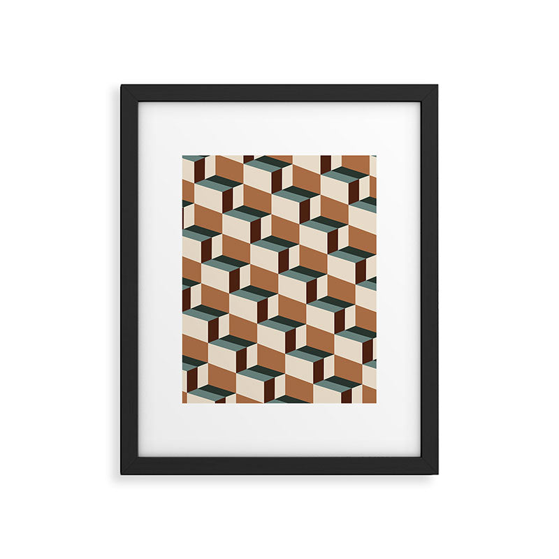 Cuboid Geometric Abstract Shapes Pattern VIII Framed Art Print Gallery Image 6