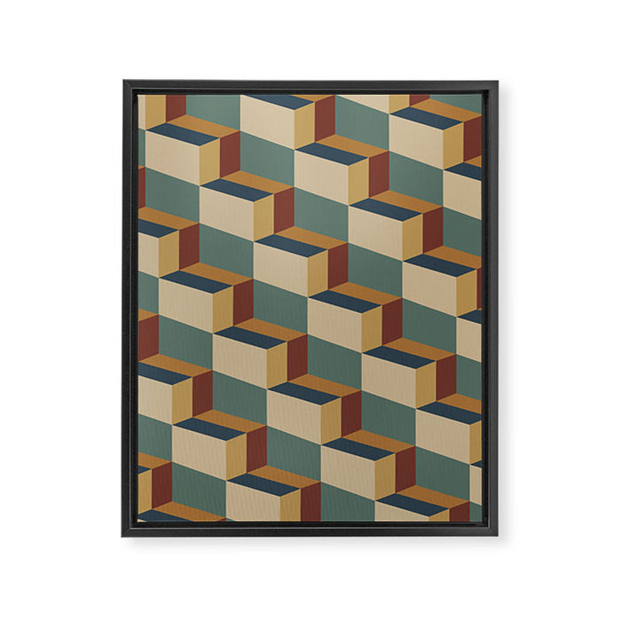 Cuboid Geometric Abstract Shapes Pattern X Framed Canvas Print Gallery Image 1